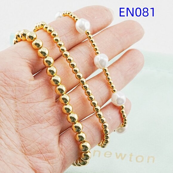 Enewton Gold Bead & White Pearl Bracelet Set - Picture 1 of 4